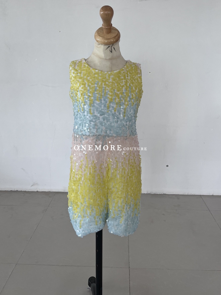 Ombre Colored Stretch Sequin Fun Fashion Romper