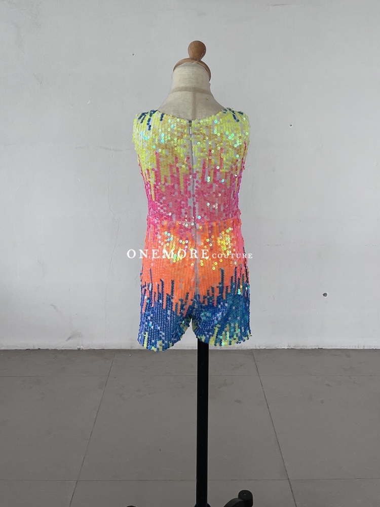 Ombre Colored Stretch Sequin Fun Fashion Romper