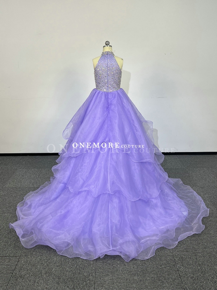 Light Purple Pageant Gown with Fully Beaded Top