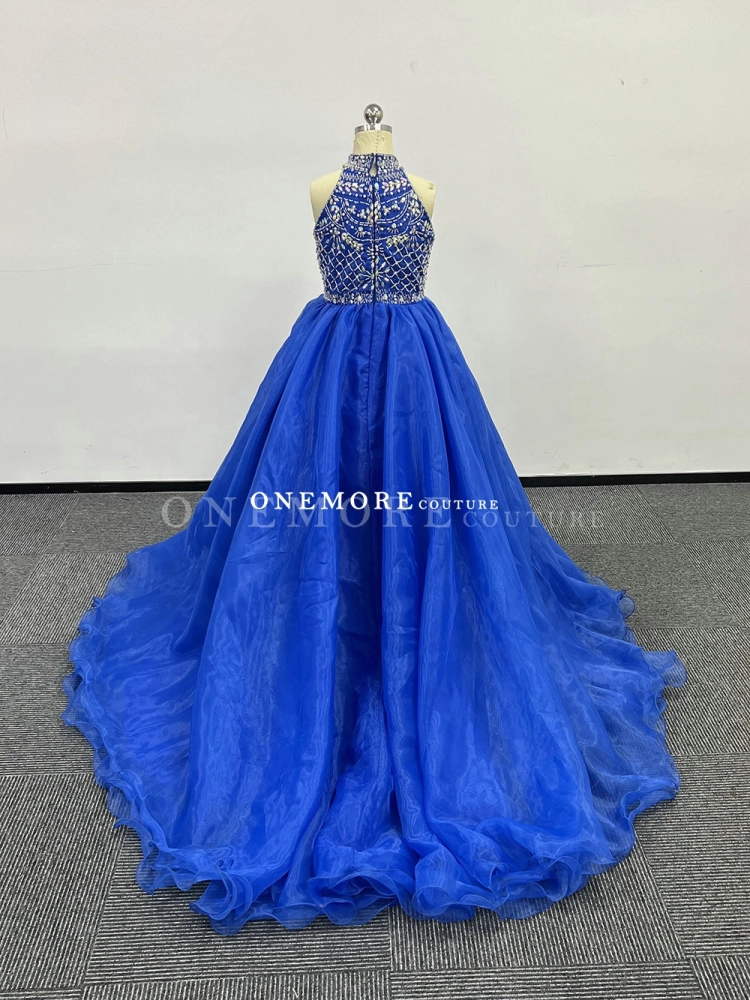 Royal Blue Royal Blue Pageant Gown for Girls | Halter Beaded Bodice with Ball Gown Skirt Royal Blue Royal Blue Pageant Gown for Girls | Halter Beaded Bodice with Ball Gown Skirt