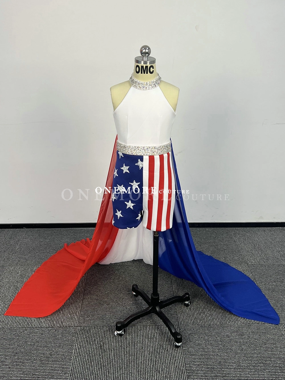 Patriotic Fun Fashion| Red, White & Blue Stars and Stripes Fun Fashion with Crystal Halter