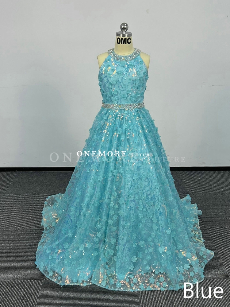 Sequin Pageant Gown with Petals for Girl