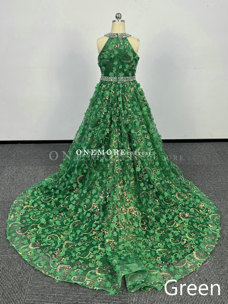 Sequin Pageant Gown with Petals for Girl