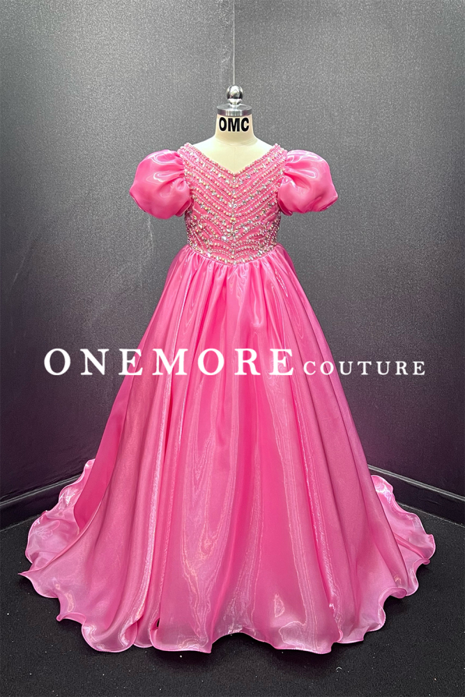 Bubblegum Pink Liquid Organza Pageant Gown for Girl
