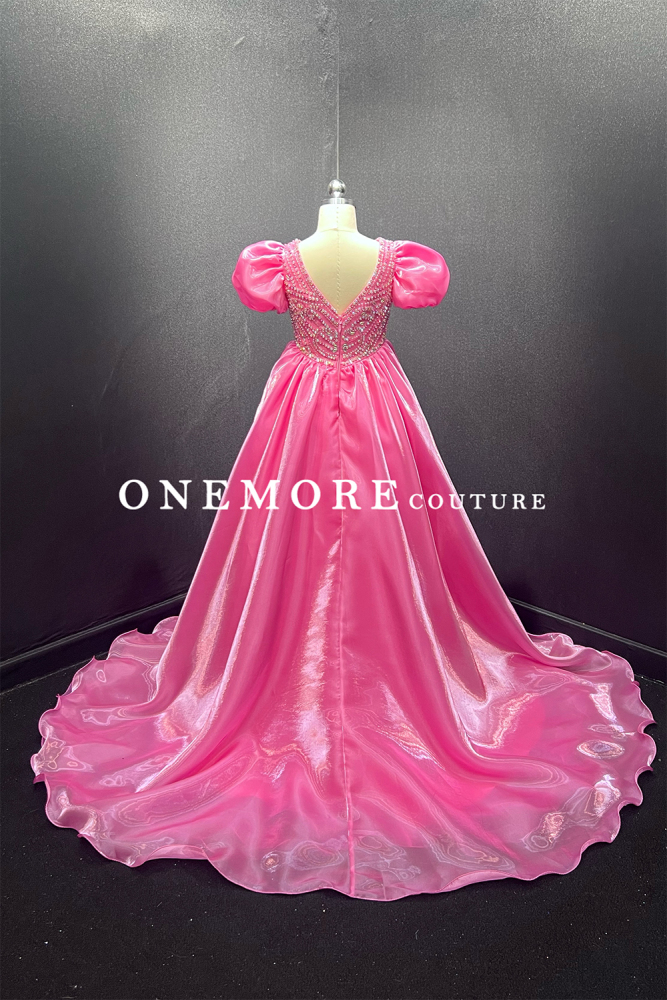 Bubblegum Pink Liquid Organza Pageant Gown for Girl