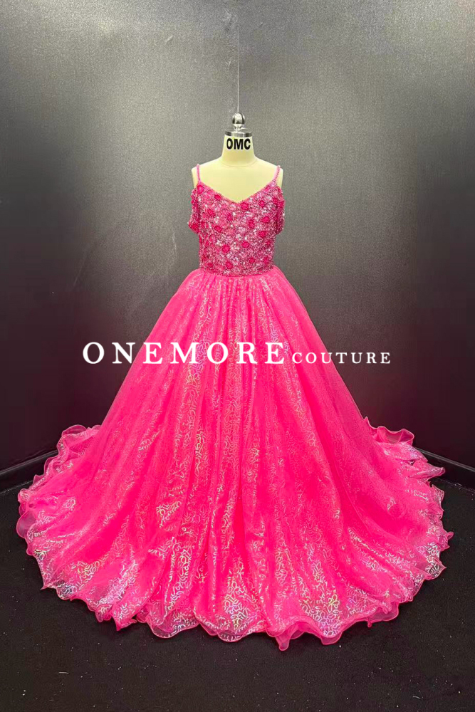 Hot Pink Sparkle Little Girl Pageant Gown