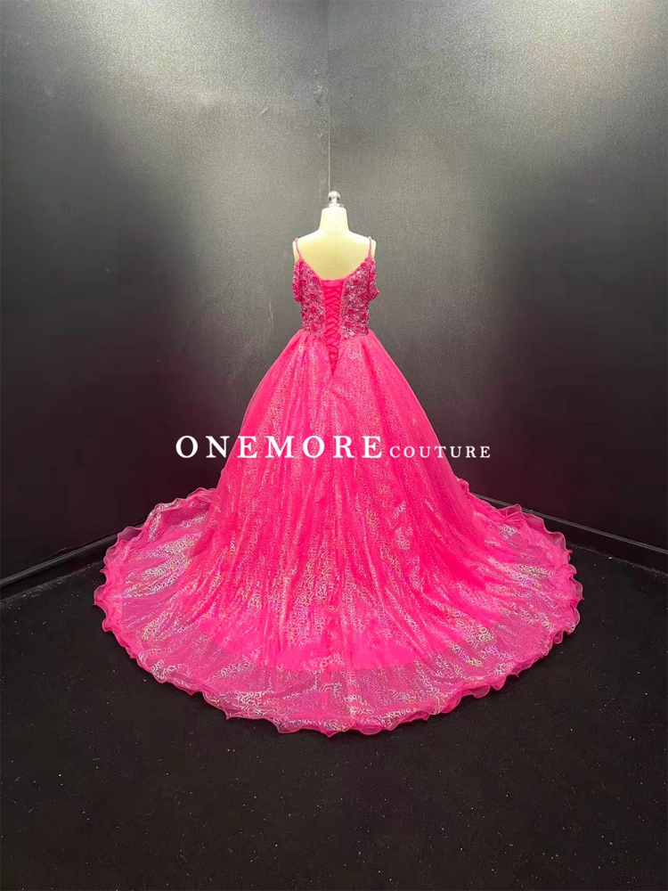 Hot Pink Sparkle Little Girl Pageant Gown