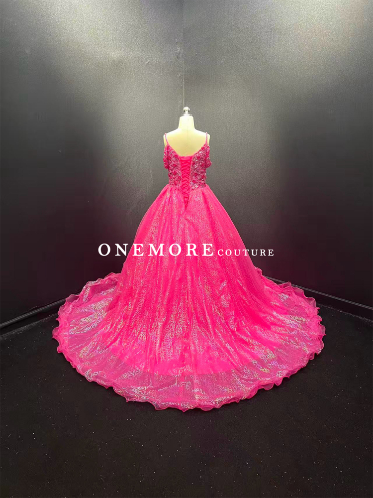 Hot Pink Sparkle Little Girl Pageant Gown