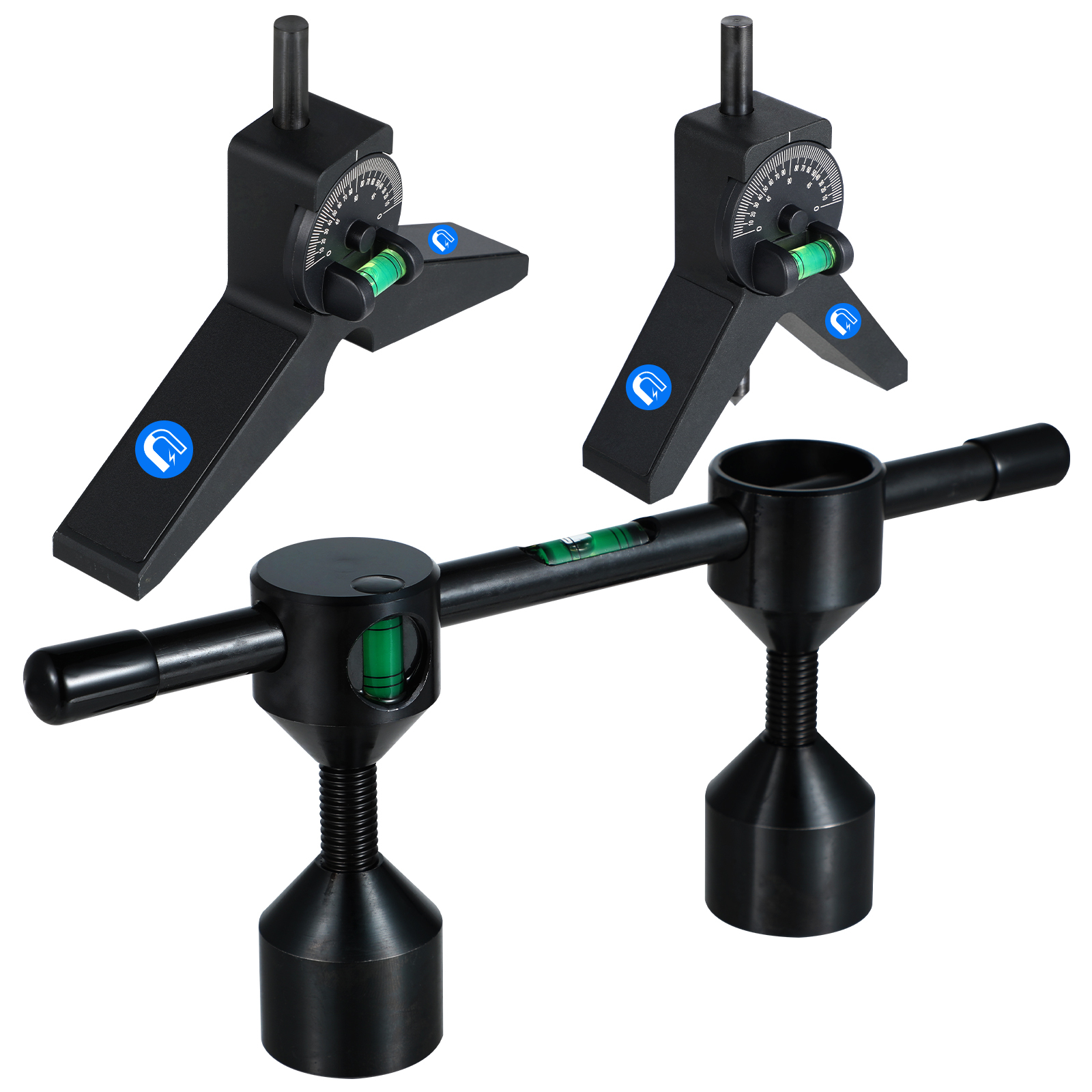 Magnetic Centering Head, Pipefitter Tools Y-Shape w/Adjustable Dial Bubble Protractor, Flange Aligner Will Fit Flanges with Holes From 1/2” to 1-7/16” Diameter Threaded Pipe Flange Leveler Set by Goldland