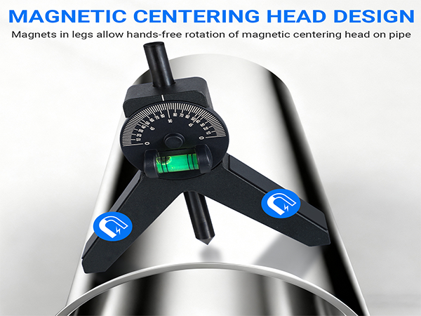 Magnetic Centering Head, Pipe Center Finder, Pipefitter Tools, Y-Shape w/Adjustable Dial Bubble Protractor by Goldland