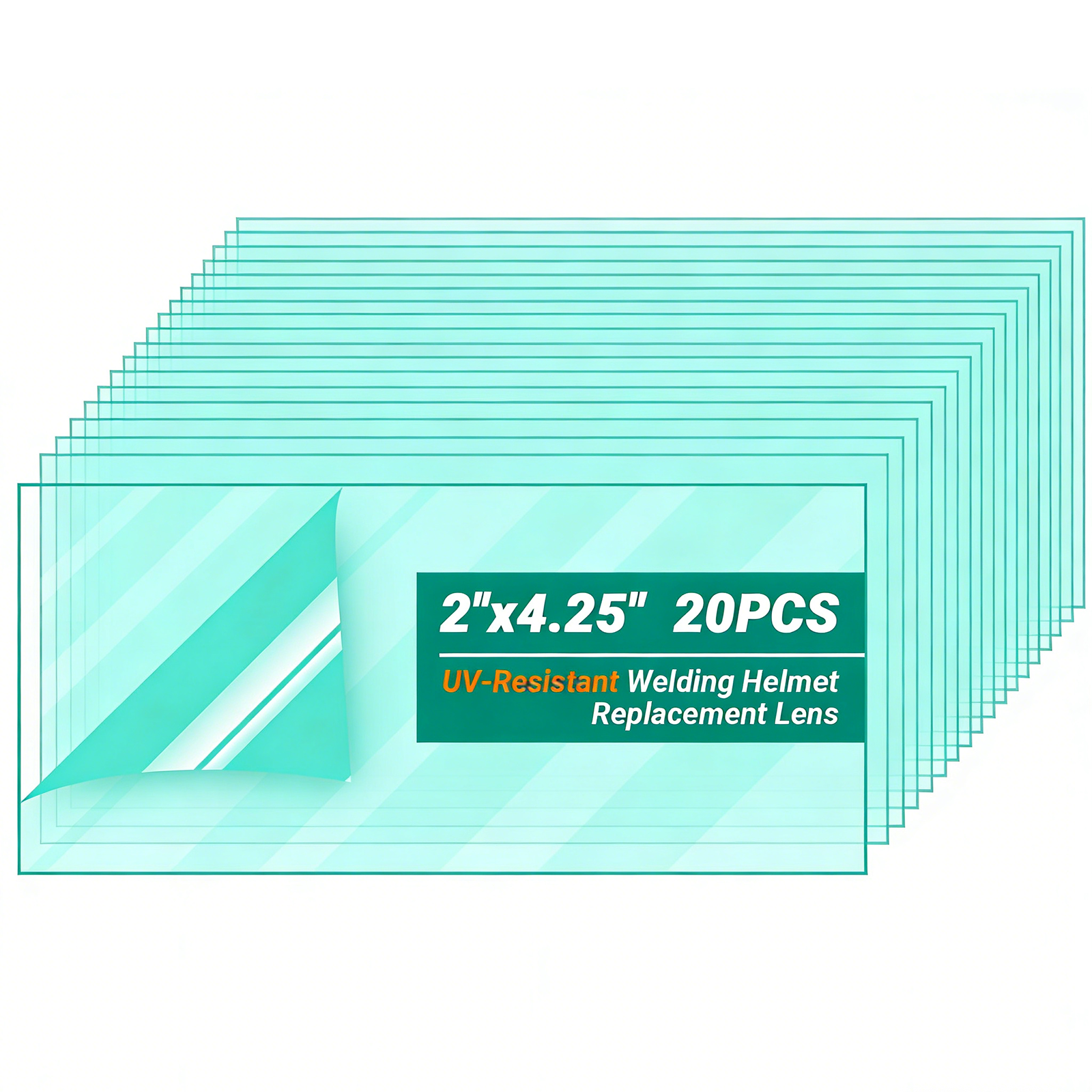 UV-Resistant Welding Helmet Replacement Lens, 2"x4.25", 20 pcs by Goldland