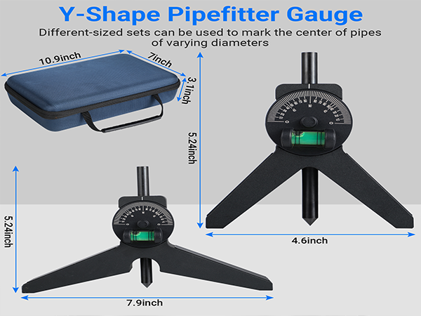 Magnetic Pipe Center Finder, Y-Shape Pipefitter Tool with Adjustable Protractor, 2-Piece Set, Black by Goldland