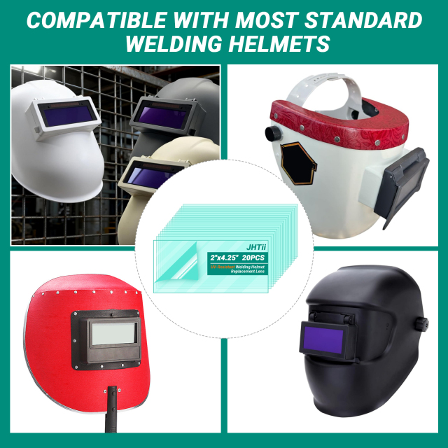 UV-Resistant Welding Helmet Replacement Lens, 2"x4.25", 20 pcs by Goldland
