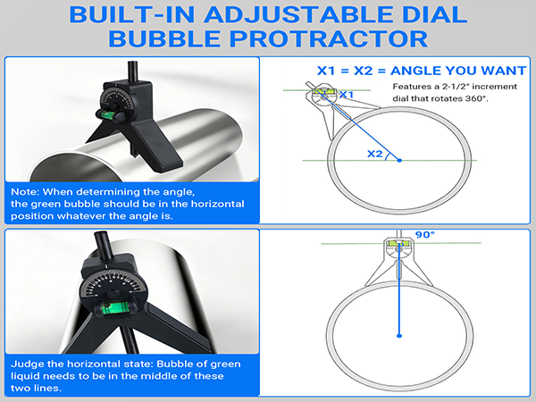 Magnetic Pipe Center Finder, Y-Shape Pipefitter Tool with Adjustable Protractor, 2-Piece Set, Black by Goldland