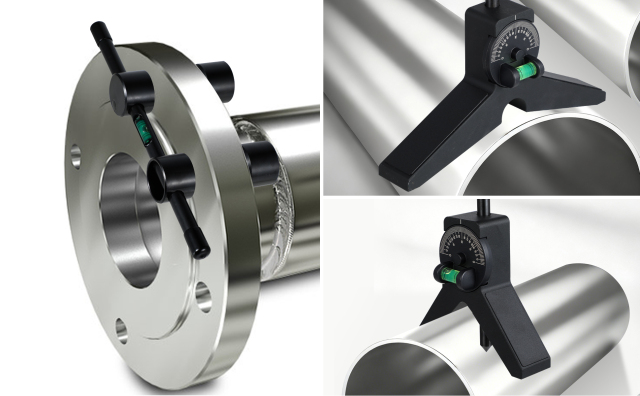 Magnetic Centering Head, Pipefitter Tools Y-Shape w/Adjustable Dial Bubble Protractor, Flange Aligner Will Fit Flanges with Holes From 1/2” to 1-7/16” Diameter Threaded Pipe Flange Leveler Set by Goldland