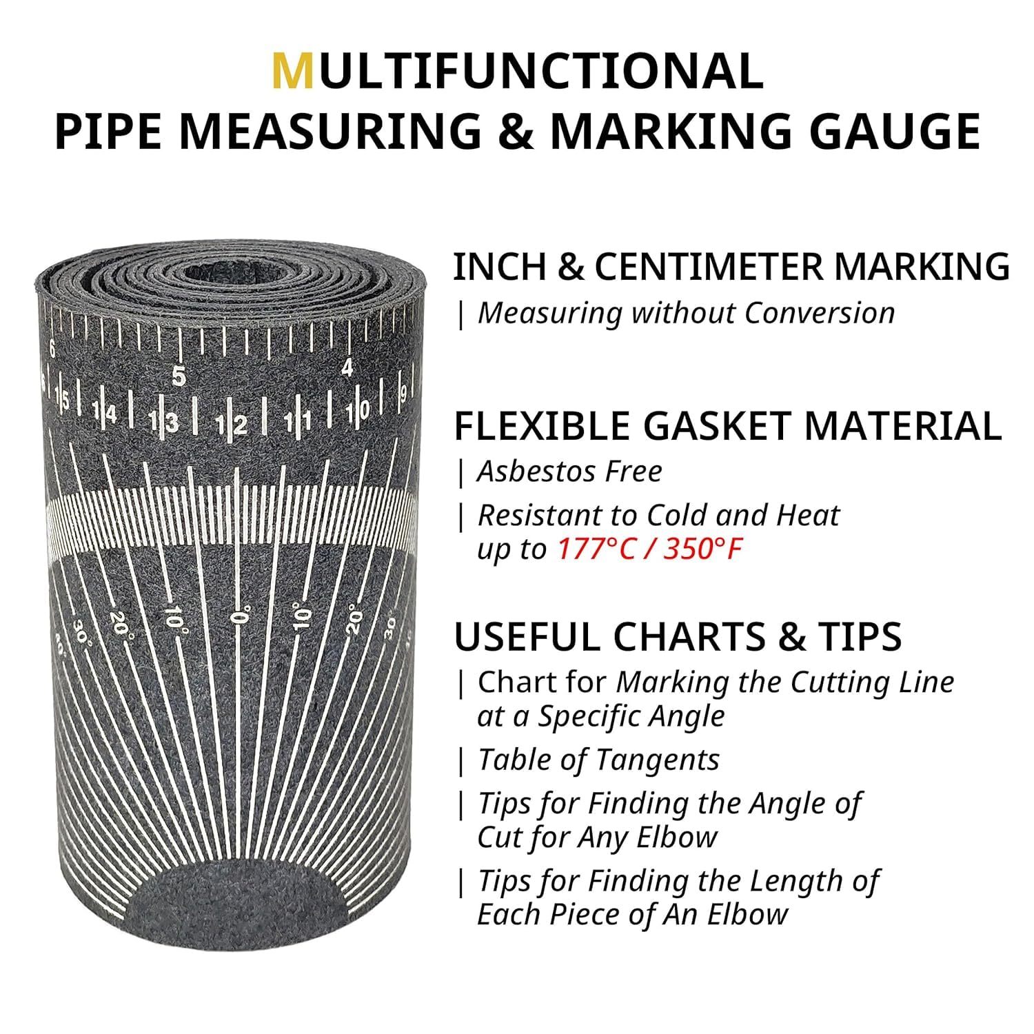 Pipe Measure Tool Wrap Around Tape, Flex Angle Measuring and Marking Gauge for 3" to 10" Diameter Small White by Goldland