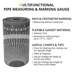 Pipe Measure Tool – Wrap Around Tape, Flex Angle Measuring and Marking Gauge for 6”to 16” Diameter, Pipe Wrap Around Dimensions 5" x 9' (Large) White by Goldland