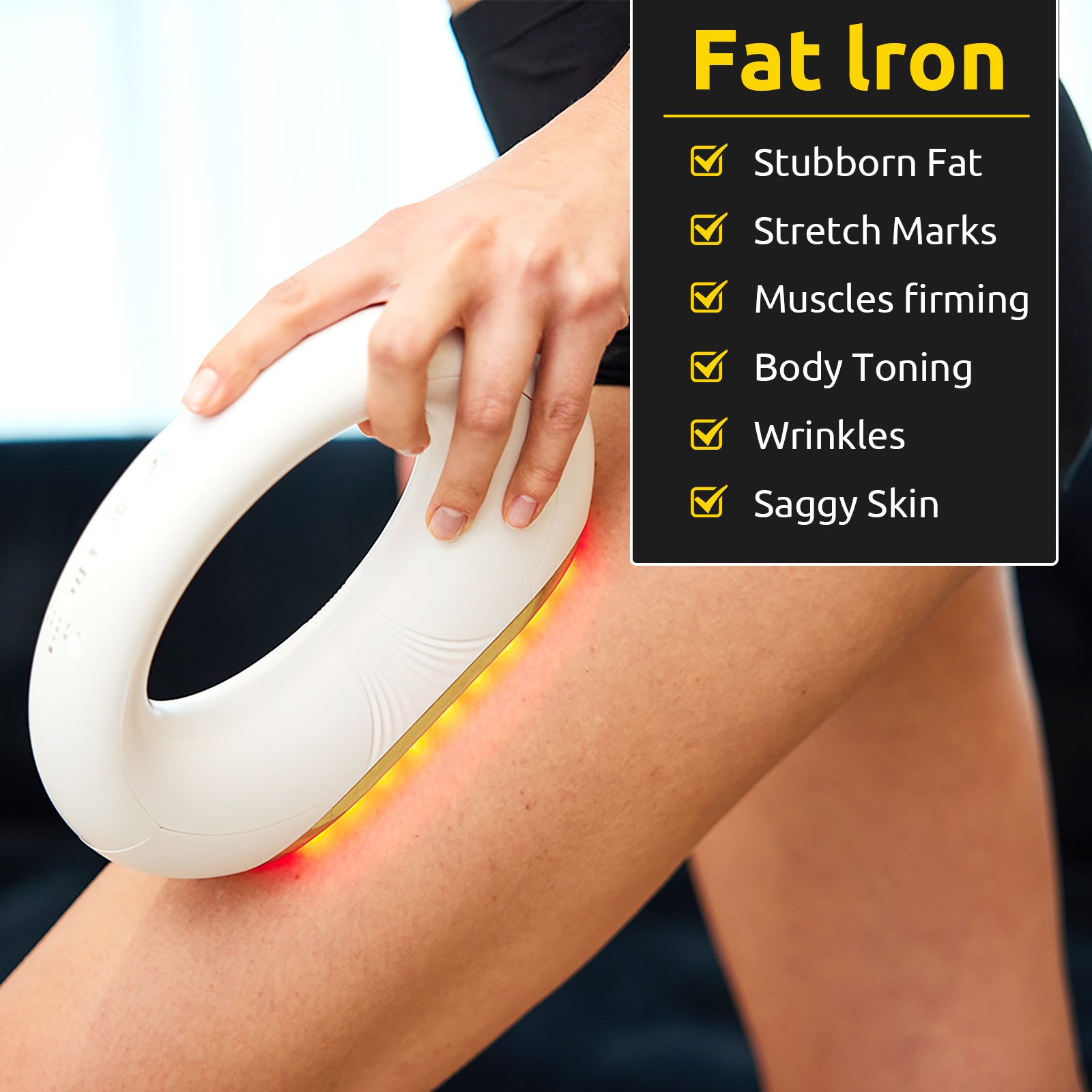 Red Light RF Radio Frequency Fat Iron Device Anti-Aging Face Lifting Korean Skincare Massage Wrinkle Remover