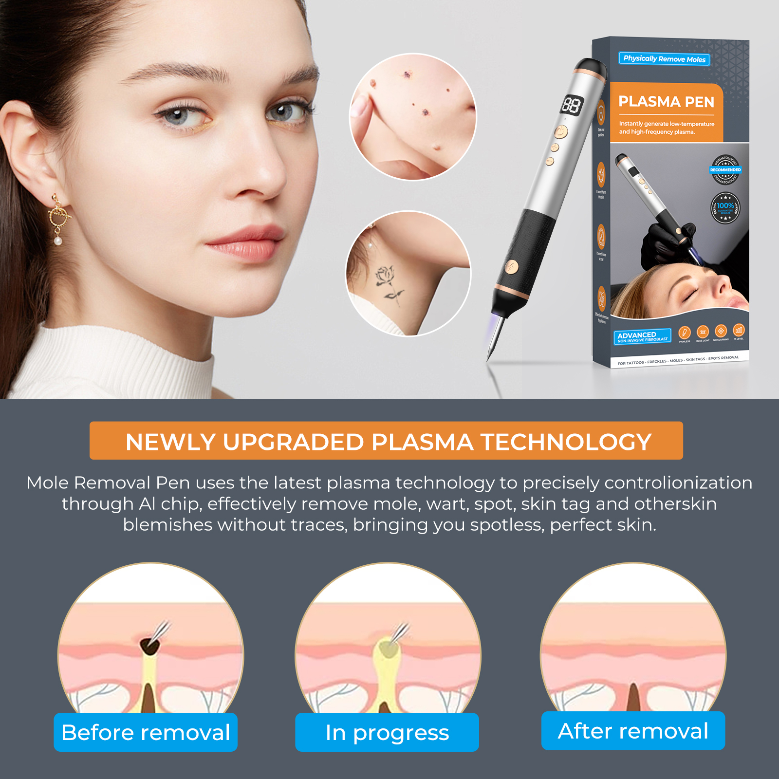 Factory Electric Plasma Pen Skin Mole Removal Facial Wart Label Tattoo Removal Tool