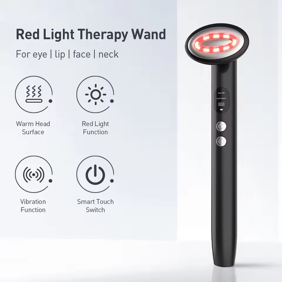 9 in 1 Advanced Skincare Beauty Wand with Microcurrent+Red Light Therapy+Facial Massage+Therapeutic Warmth for Skincare