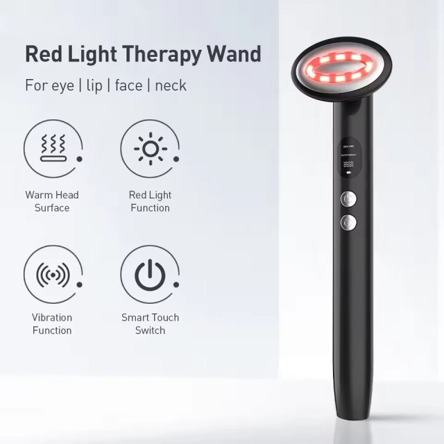 9 in 1 Advanced Skincare Beauty Wand with Microcurrent+Red Light Therapy+Facial Massage+Therapeutic Warmth for Skincare