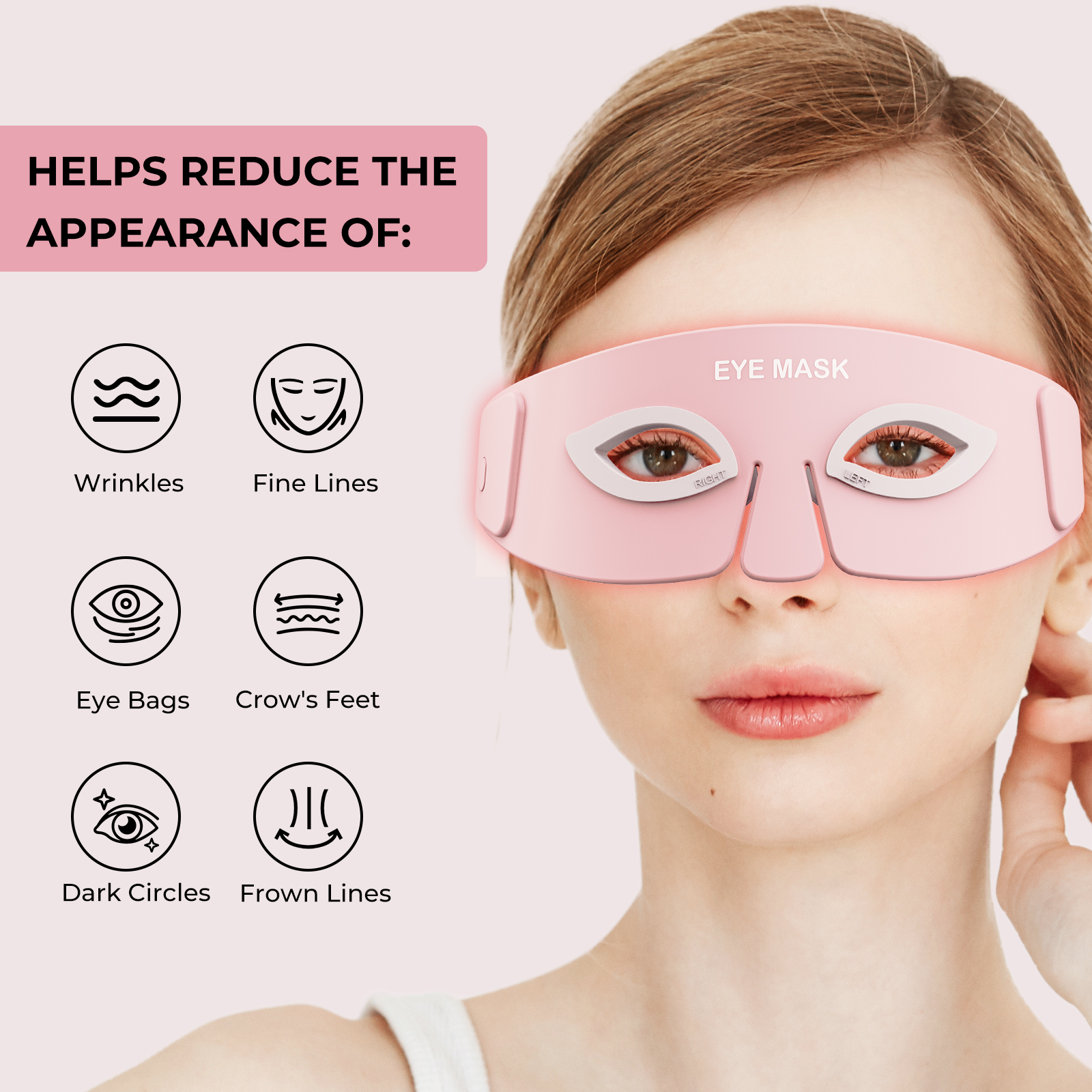 Beauty Skin Care Near Infrared Red Light Therapy LED Eye Bags Remover Mask Device
