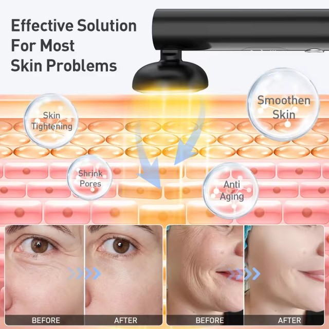 9 in 1 Advanced Skincare Beauty Wand with Microcurrent+Red Light Therapy+Facial Massage+Therapeutic Warmth for Skincare