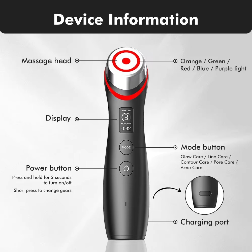 6 in 1 Age Booster Pro Face Lifting Massage V-shape Device Skin Tightening Facial device