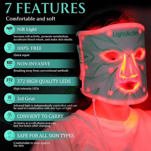 Near infrared Red Light Therapy Mask Led Facial Skin Care Machine Red Light Therapy Silicone Face Mask
