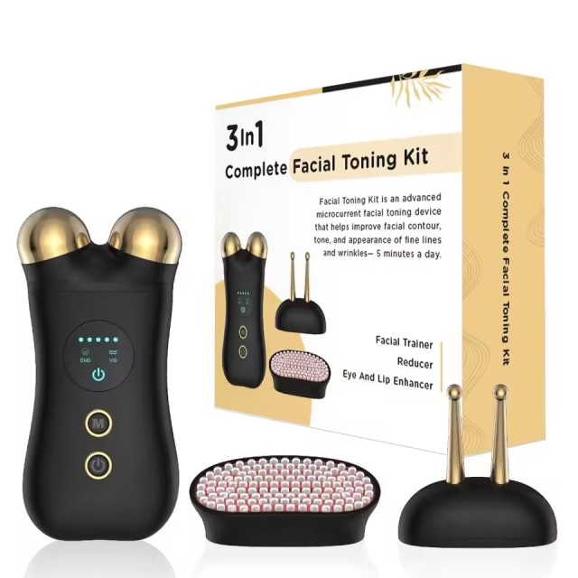 3 in 1 Facial Roller Face Neck Lifting Machine Skin Tighten Massager Beauty Device
