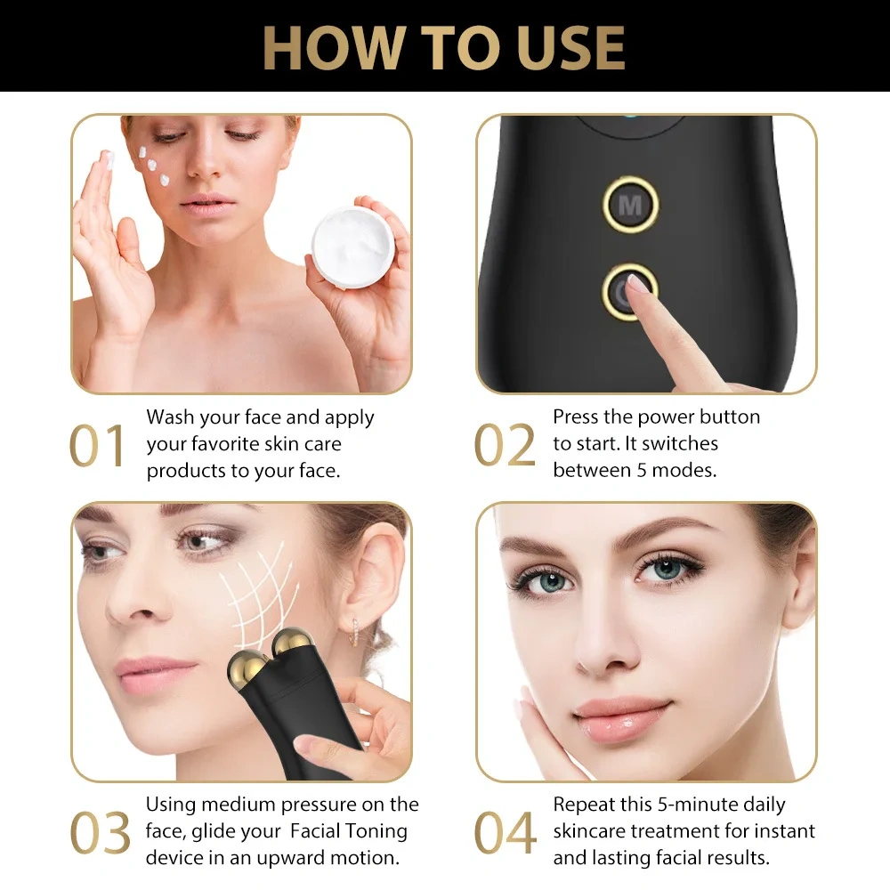 3 in 1 Facial Roller Face Neck Lifting Machine Skin Tighten Massager Beauty Device