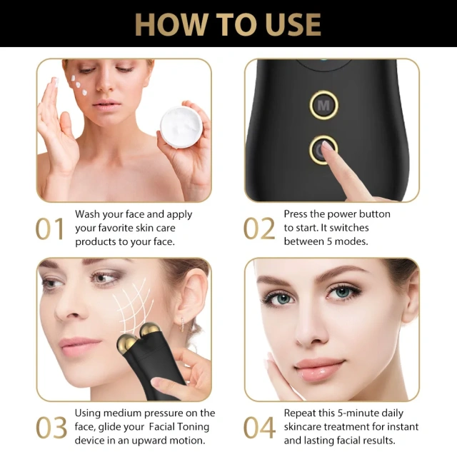 3 in 1 Facial Roller Face Neck Lifting Machine Skin Tighten Massager Beauty Device
