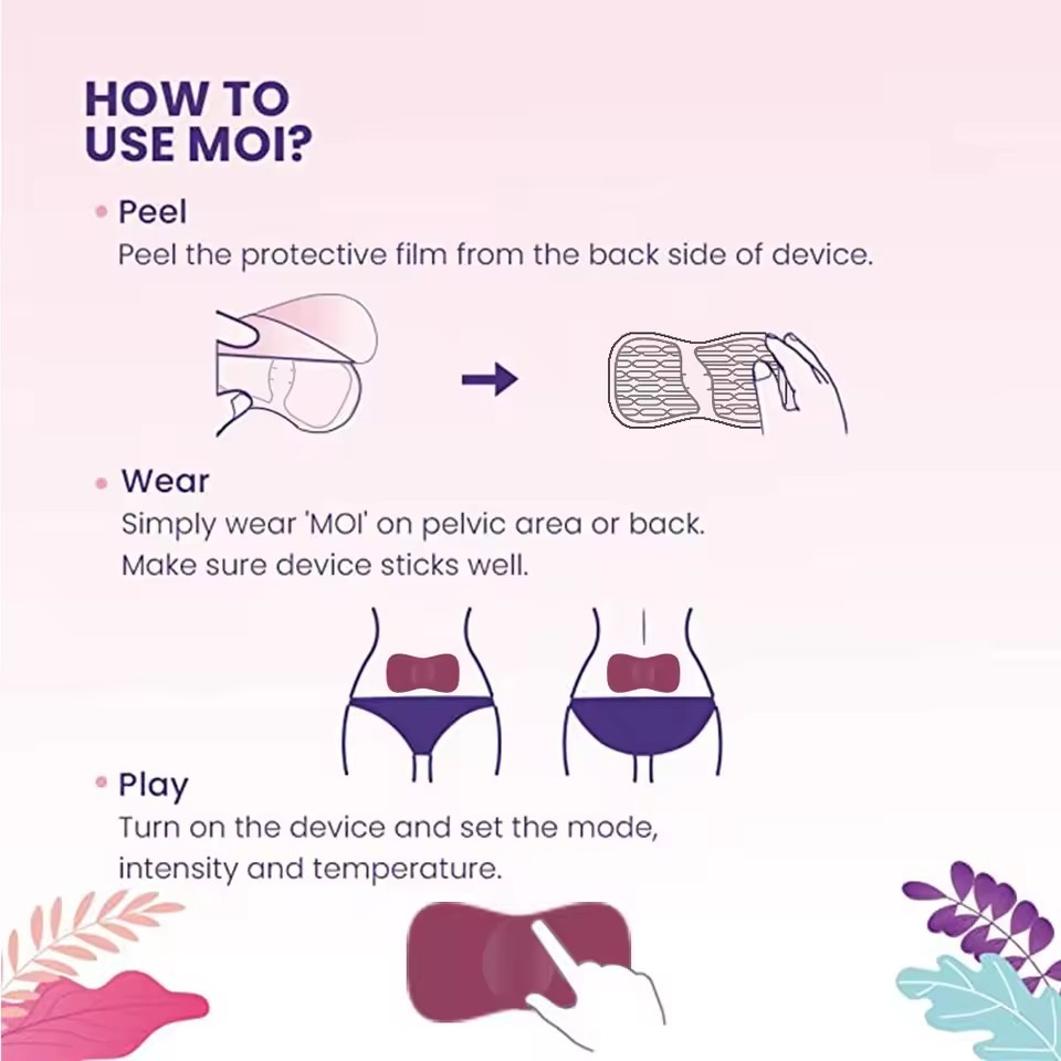 EMS Muscle Stimulation Mini Heating Massager TENS Unit Menstrual Heat Pad Patch Heating Pad for Women Periods Menstrual Cramps