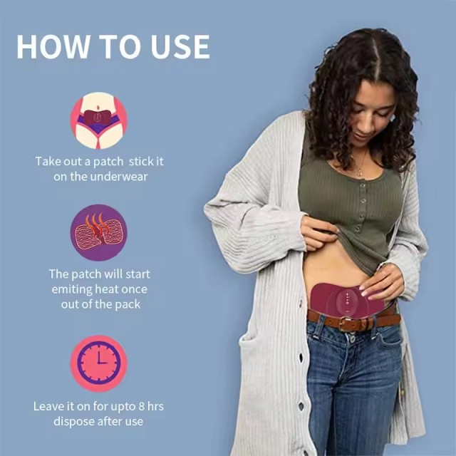EMS Muscle Stimulation Mini Heating Massager TENS Unit Menstrual Heat Pad Patch Heating Pad for Women Periods Menstrual Cramps