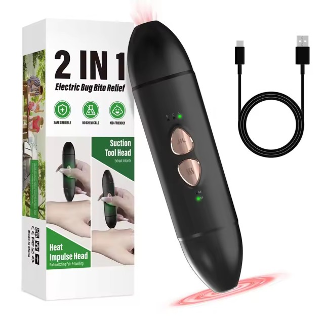 2 IN 1 Portable Sting Relief Pen Remover Heat Pulse Technology Effective Anti Bite Itches Pen Bites Stings Remover Safety