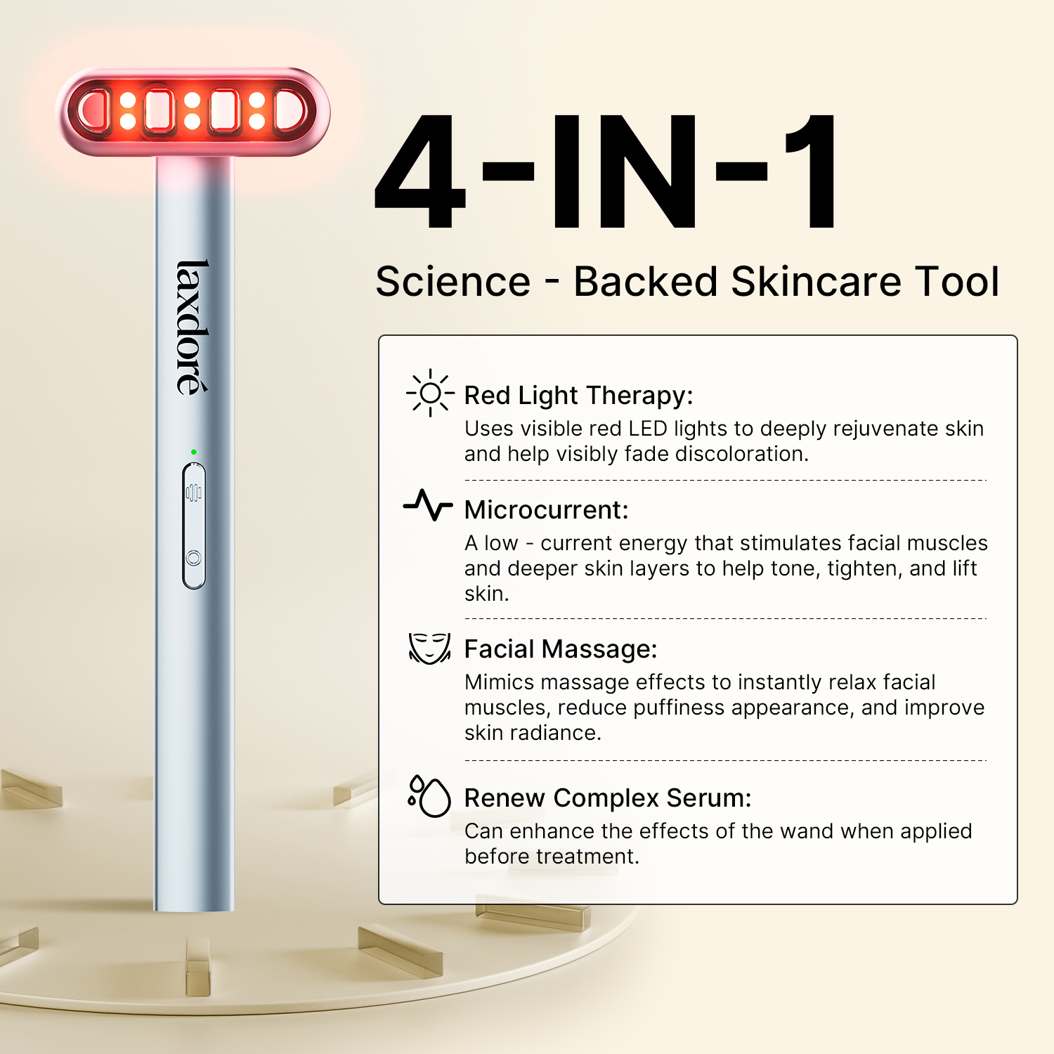Professional Handheld Led Light Therapy Wand Anti-Aging Face Wand Face Skin Beauty Red Light Therapy Wand