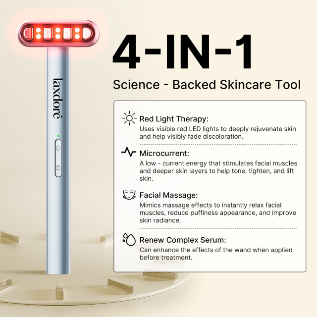 Professional Handheld Led Light Therapy Wand Anti-Aging Face Wand Face Skin Beauty Red Light Therapy Wand