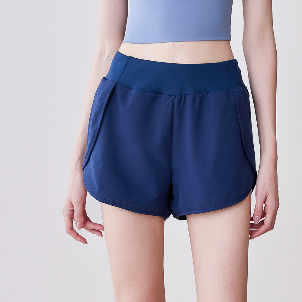 Quick-Dry & Breathable Fake Two-Piece Sports Yoga Shorts - Anti-Exposure Design + Side Pockets, High-Elastic Comfortable Gym Pants