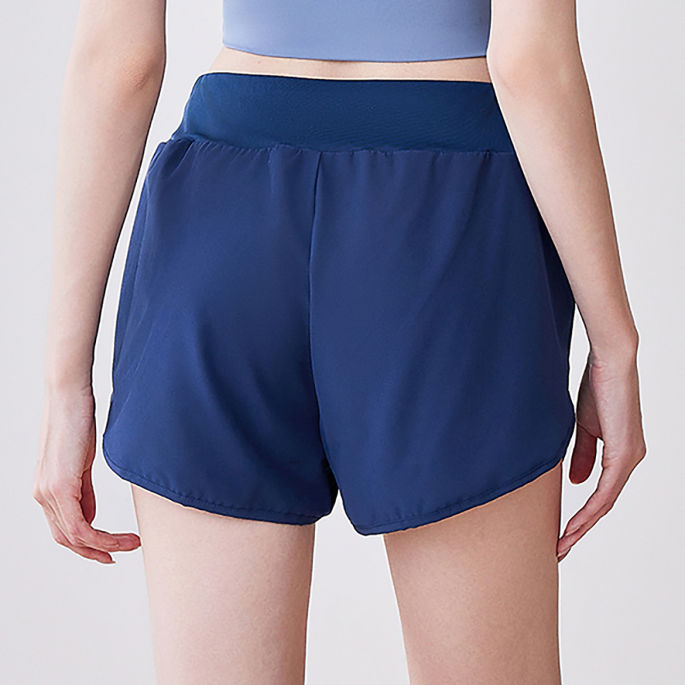 Quick-Dry & Breathable Fake Two-Piece Sports Yoga Shorts - Anti-Exposure Design + Side Pockets, High-Elastic Comfortable Gym Pants