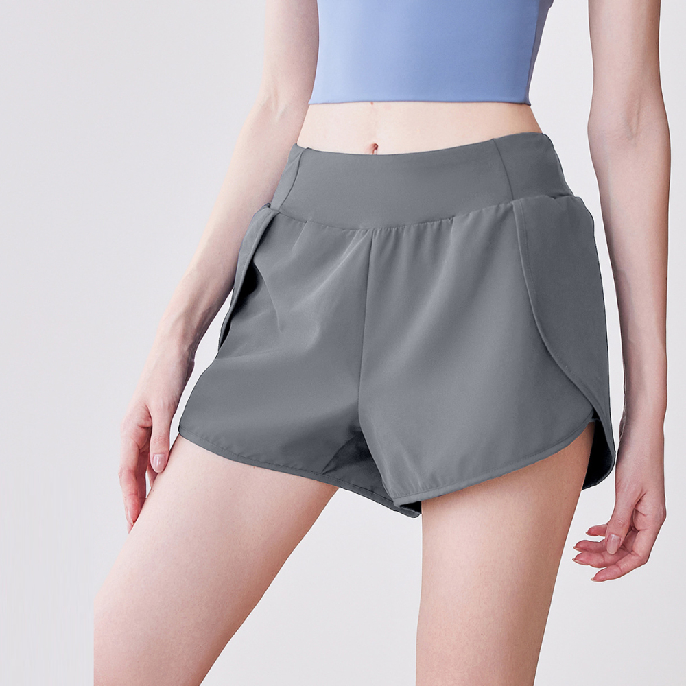 Quick-Dry & Breathable Fake Two-Piece Sports Yoga Shorts - Anti-Exposure Design + Side Pockets, High-Elastic Comfortable Gym Pants