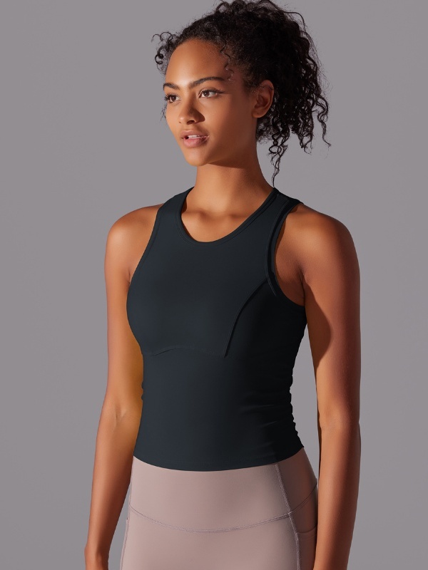 Fitted Crew Neck Sports Tank Top