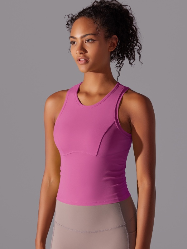 Fitted Crew Neck Sports Tank Top