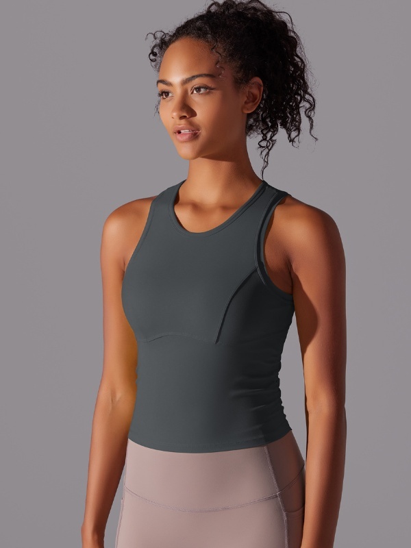 Fitted Crew Neck Sports Tank Top