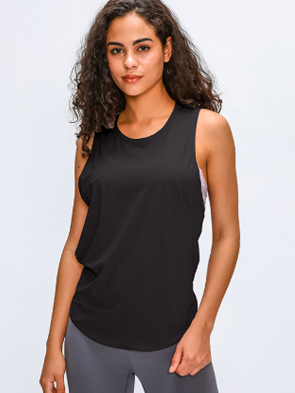 Quick-Dry Sleeveless Overlay Yoga Tank Top