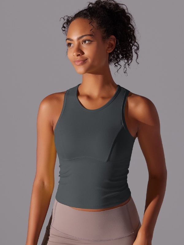 Fitted Crew Neck Sports Tank Top