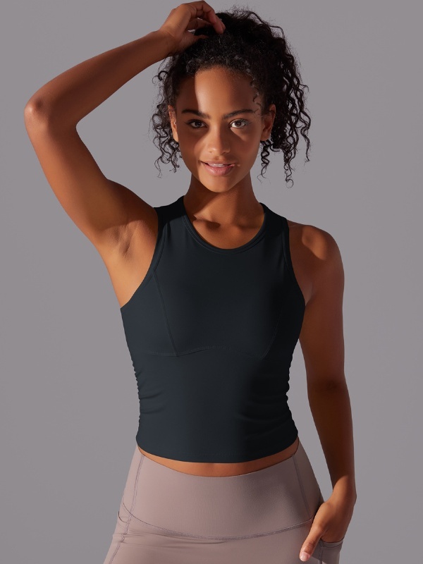 Fitted Crew Neck Sports Tank Top