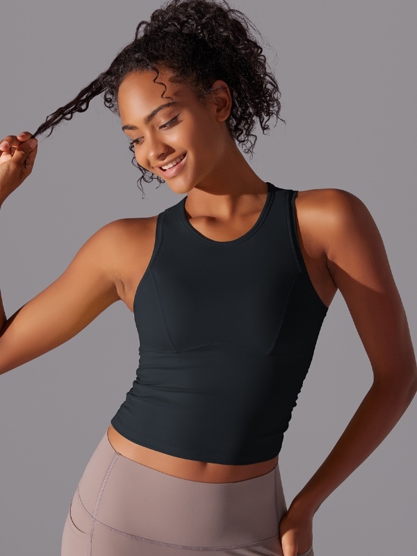 Fitted Crew Neck Sports Tank Top