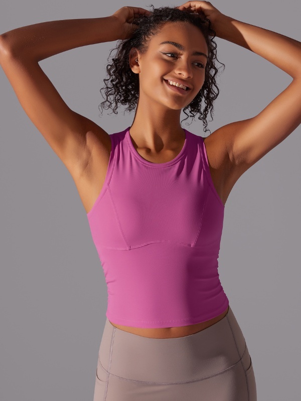 Fitted Crew Neck Sports Tank Top