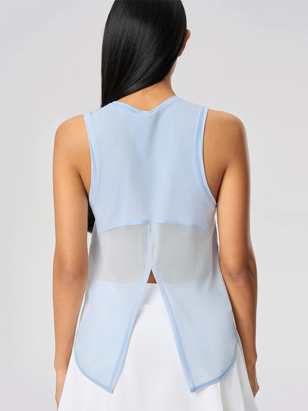 Quick-Dry Sleeveless Overlay Yoga Tank Top