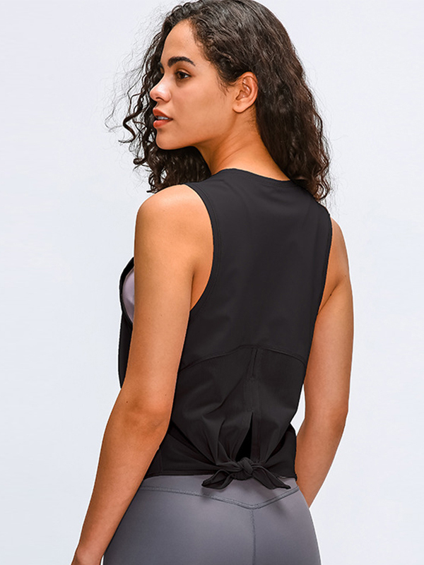 Quick-Dry Sleeveless Overlay Yoga Tank Top